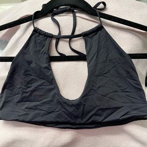 Scoop neck, black bathing suit top